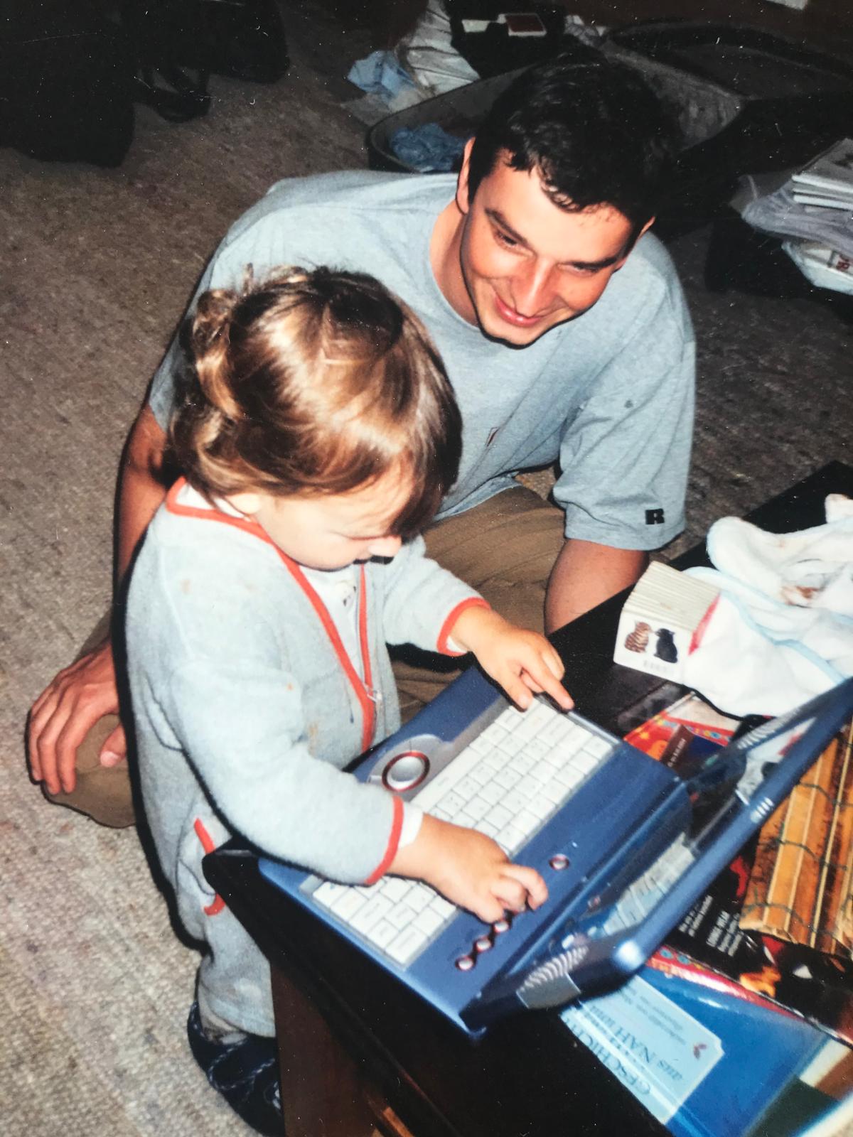 Little Maximilian Arnold at age two using his first computer.