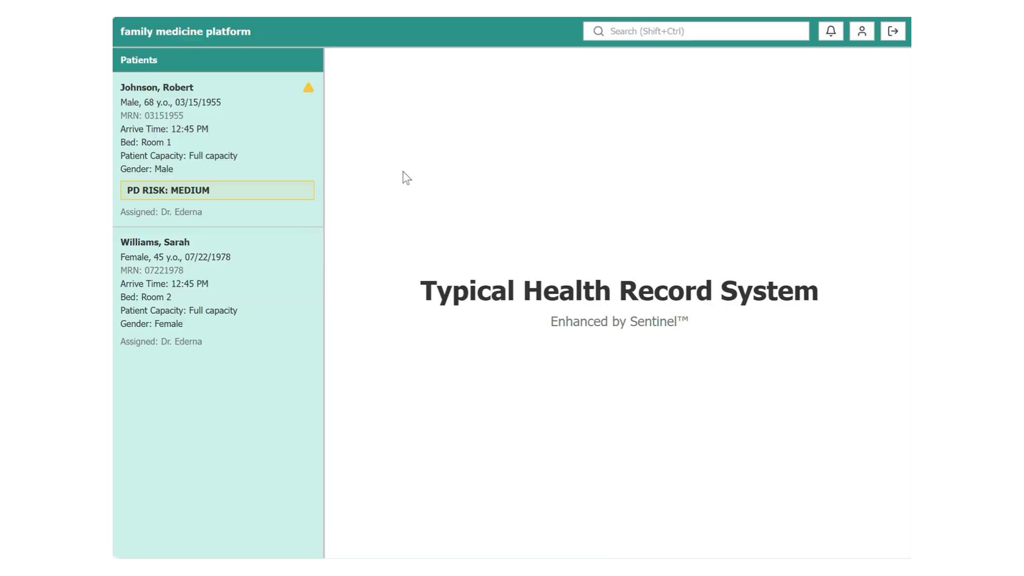 A typical health record system