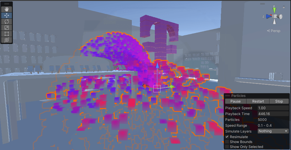 Blender design showing AR particle system concepts